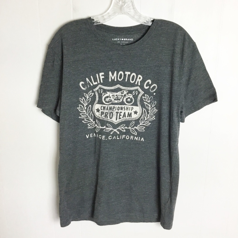 Lucky Brand Mens T shirt Gray Calif Motors Co Size Medium Venice